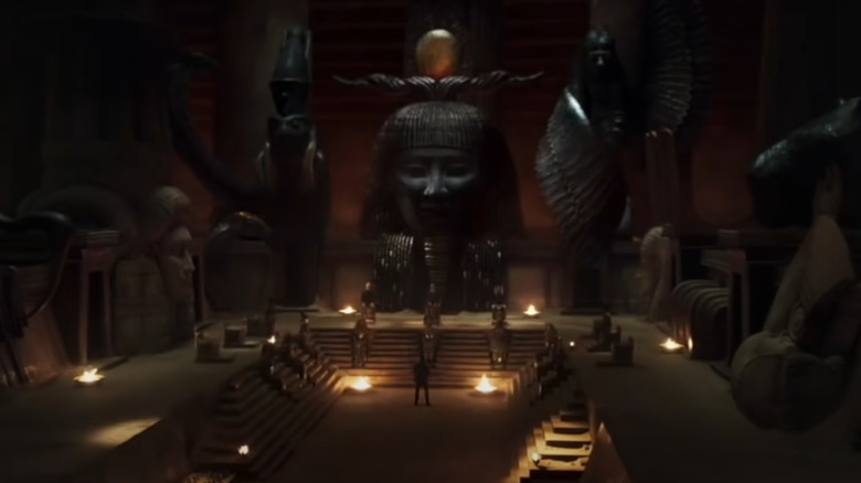 Egyptian gods meet inside chamber