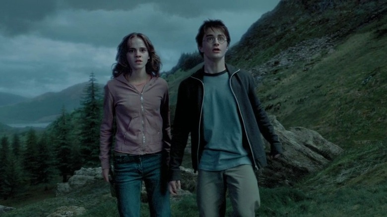 Harry and Hermione walking