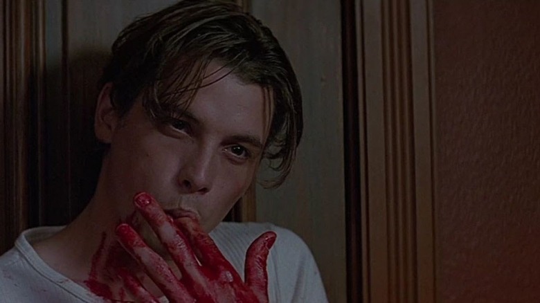 Billy Loomis licking fake blood on hand