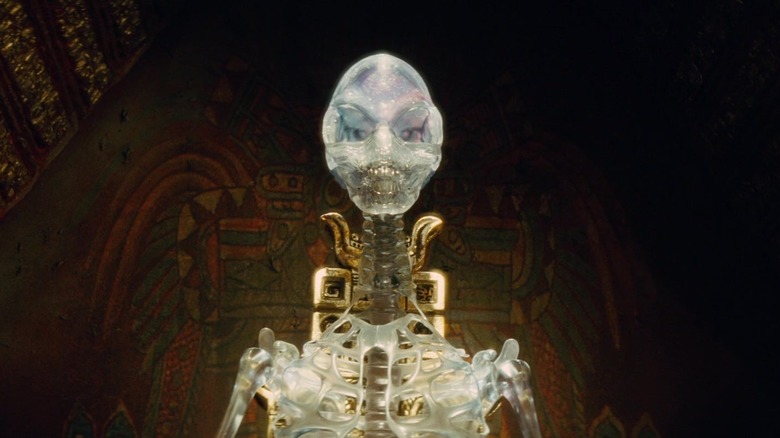 The crystal skeleton on a throne