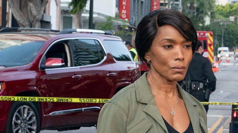 Angela Bassett at a crime scene