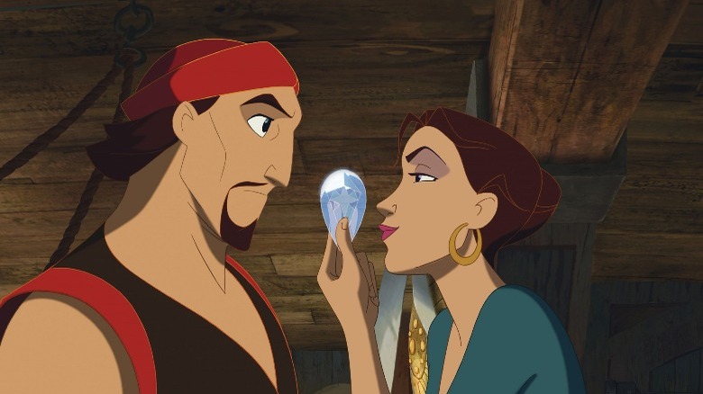Marina showing Sinbad a gemstone