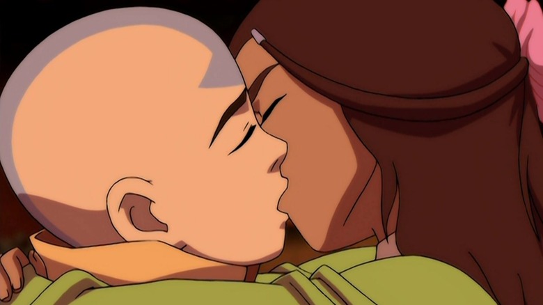 Aang and Katara kiss