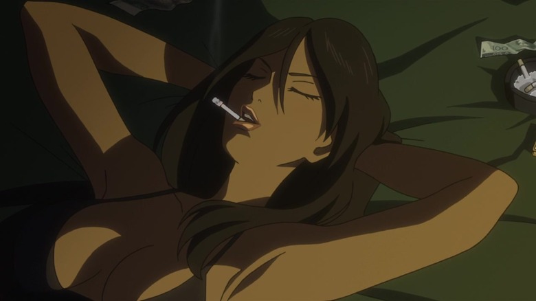 Michiko Malandro smoking in bed