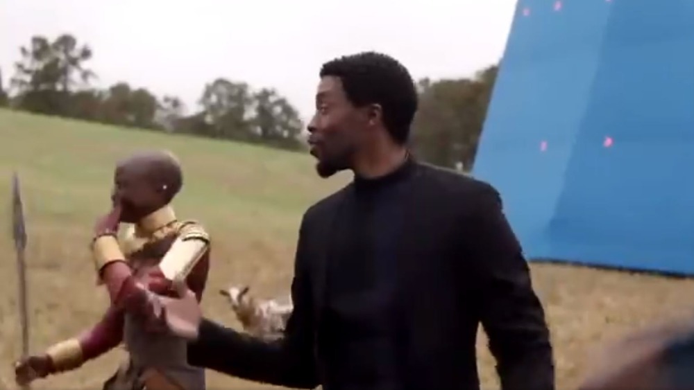 Chadwick Boseman Danai Gurira goat blooper