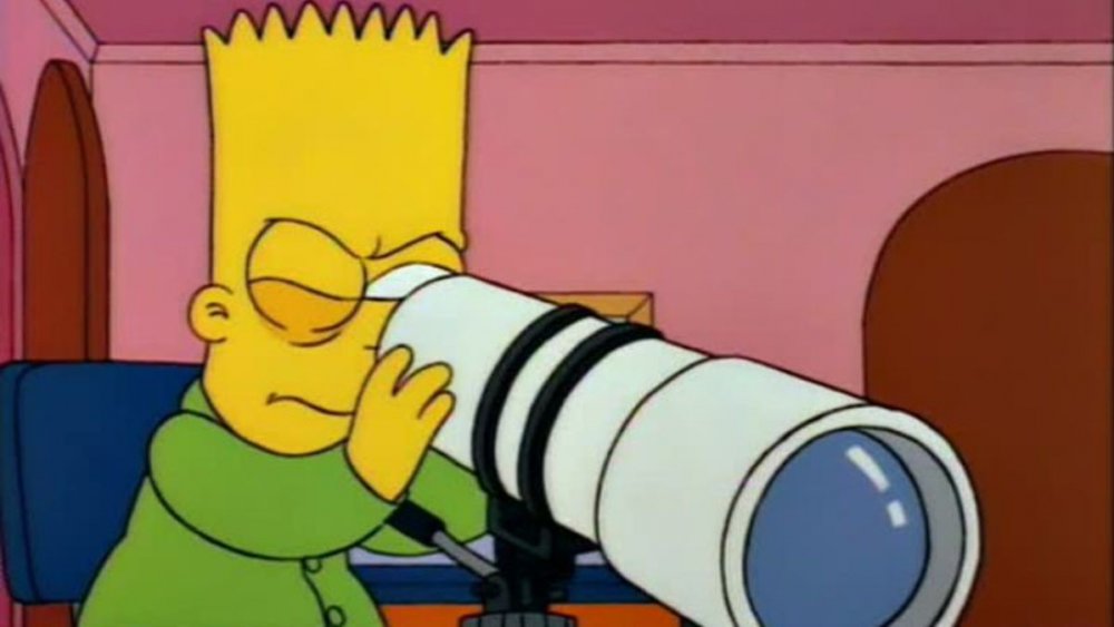 Bart Simpson peering through the telescope in "Bart of Darkness" from The Simpsons