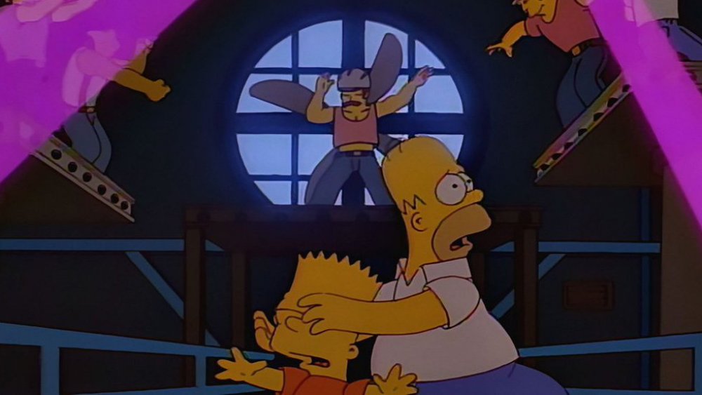 Bart Simpson and Homer Simpson in "Homer's Phobia" from The Simpsons