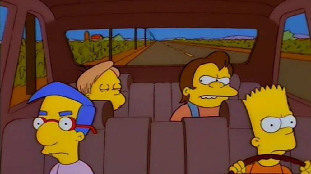 Bart Simpson driving in "Bart on the Road" from The Simpsons