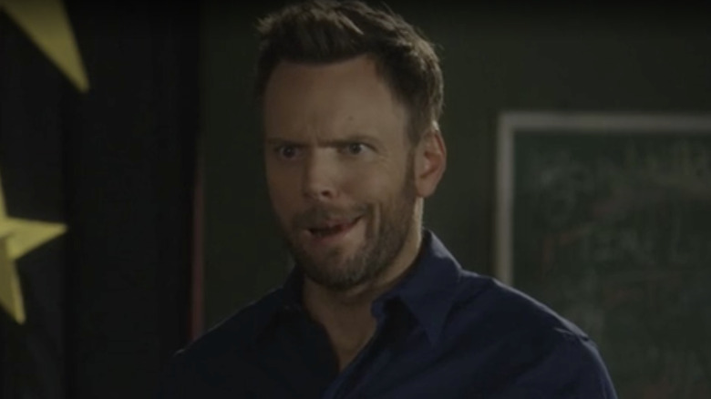 Joel McHale making silly face Community blooper