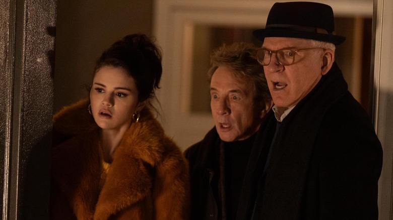 Selena Gomez, Martin Short, and Steve Martin are shocked by what they're seeing in Only Murders in the Building