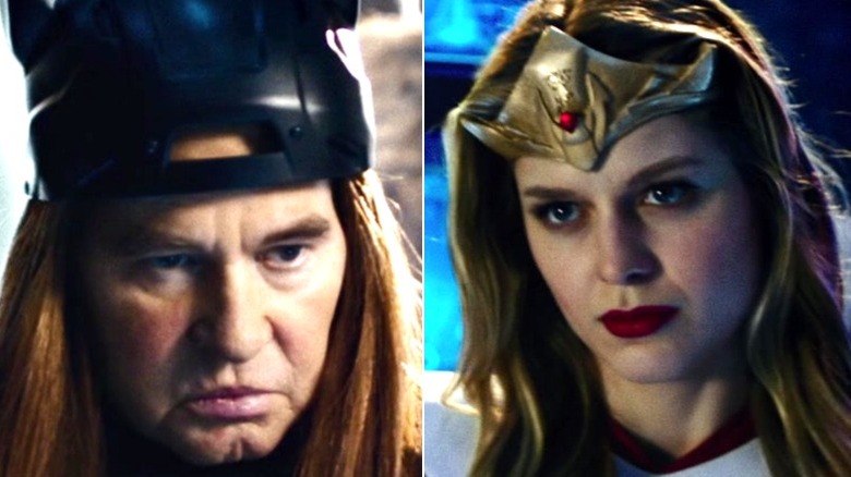 Val Kilmer and Melissa Benoist frowning