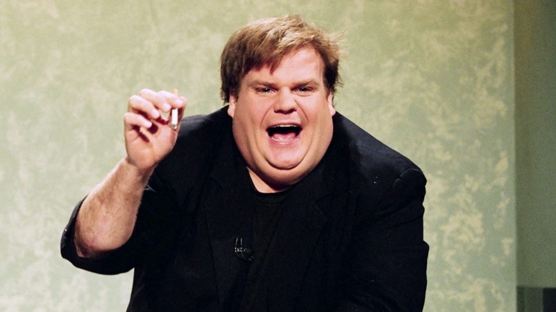 Chris Farley shouting with cigarette