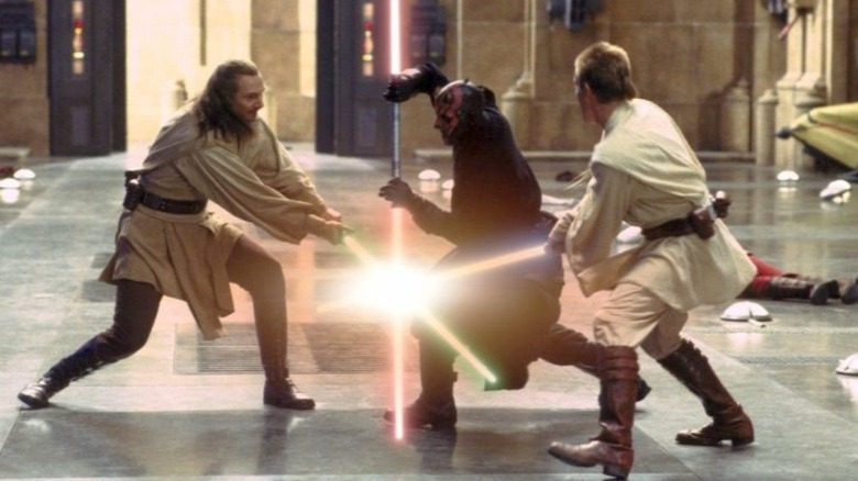 Qui-Gon Jinn, Darth Maul, and Obi-Wan