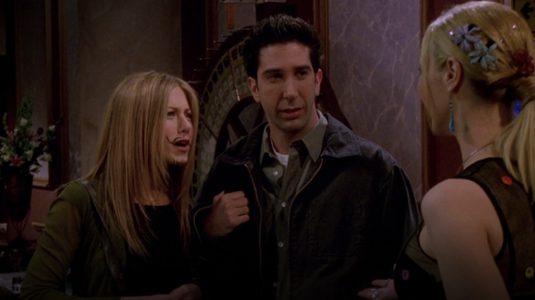 Rachel and Ross talking to Phoebe on Friends