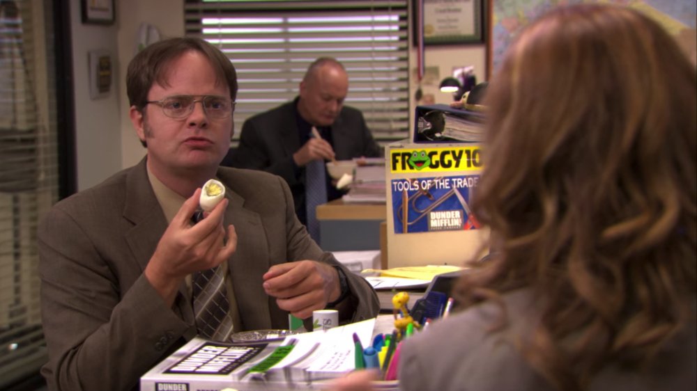 Rainn Wilson, Jenna Fischer, and Creed Bratton in The Office