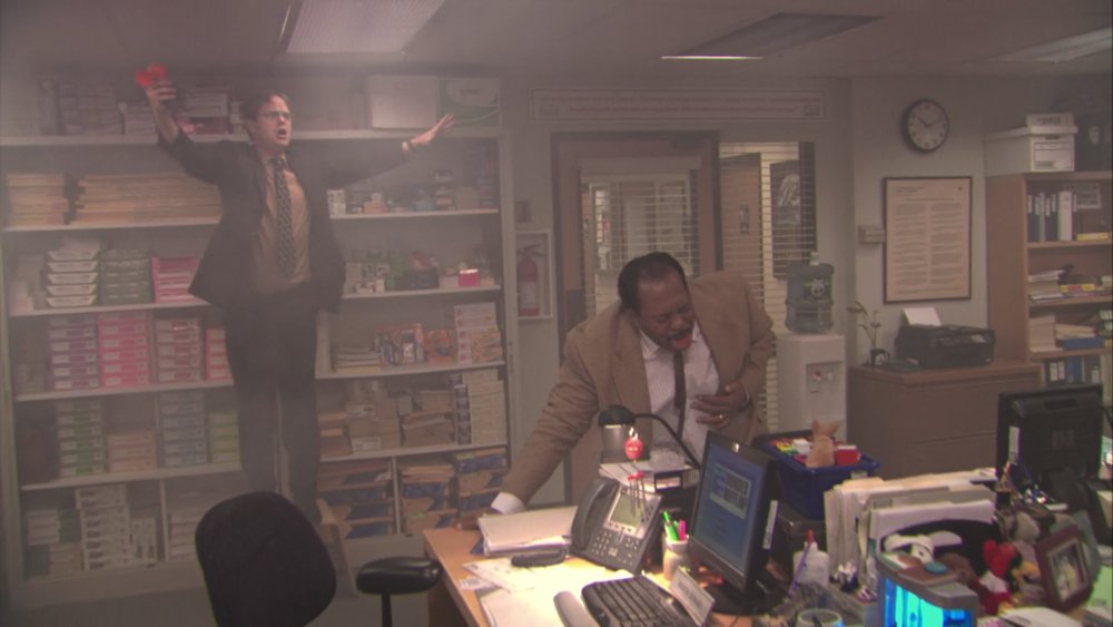 Rainn Wilson and Leslie David Baker in The Office