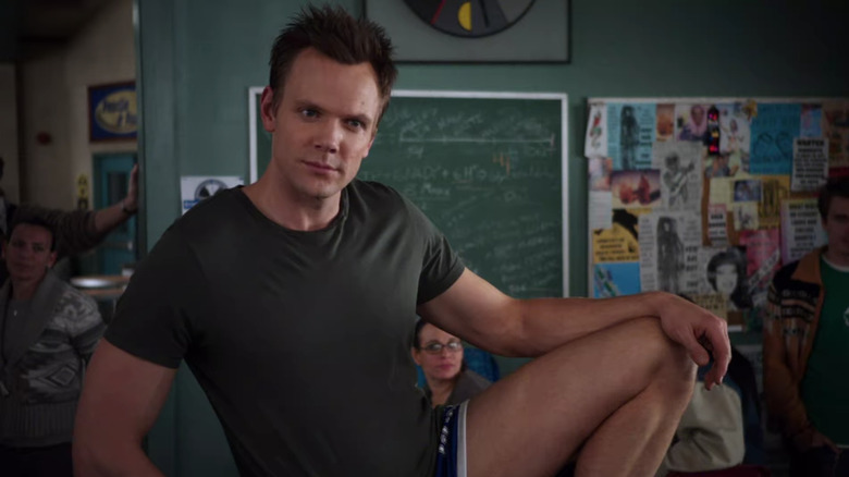 Jeff Winger poses in shorts