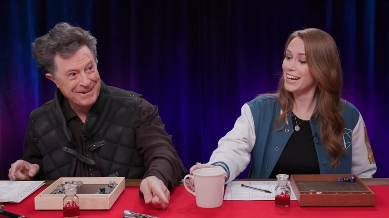 Stephen Colbert and Marisha Ray smiling