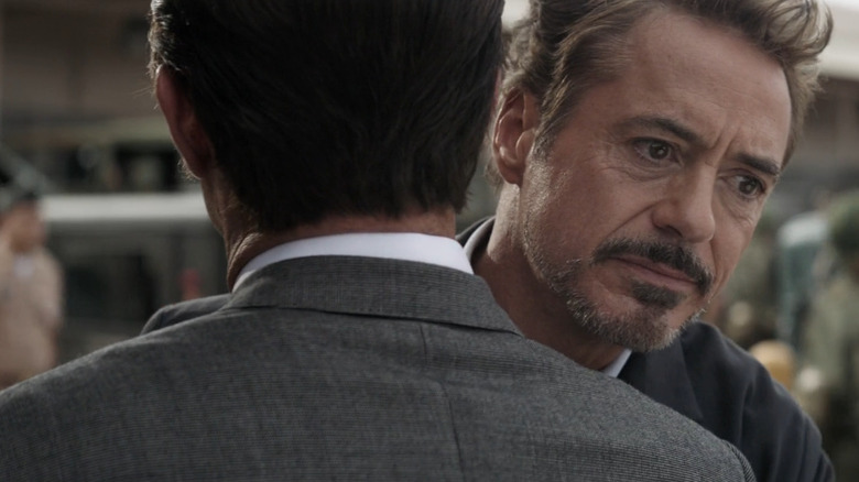 Tony hugs his father Avengers: Endgame