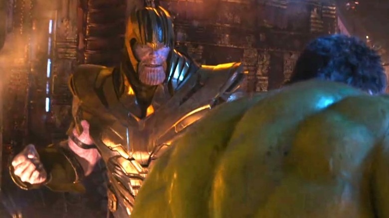 Thanos facing the Hulk