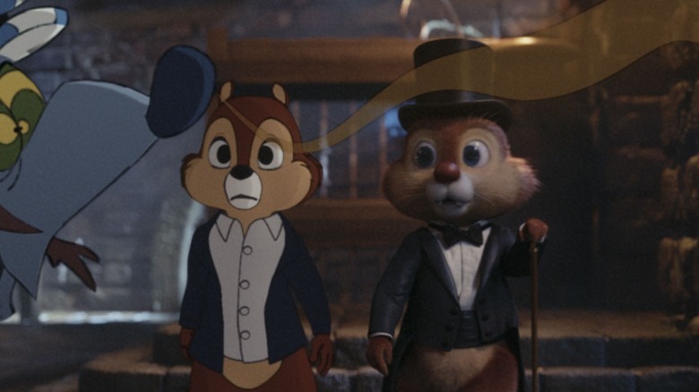 Chip and Dale walking together underground