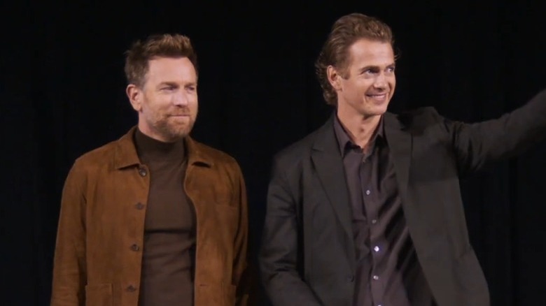 Ewan McGregor and Hayden Christensen on stage