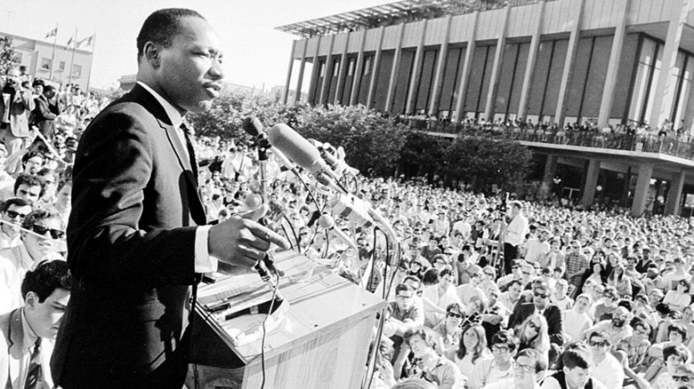 Martin Luther King Jr. addresses crowd