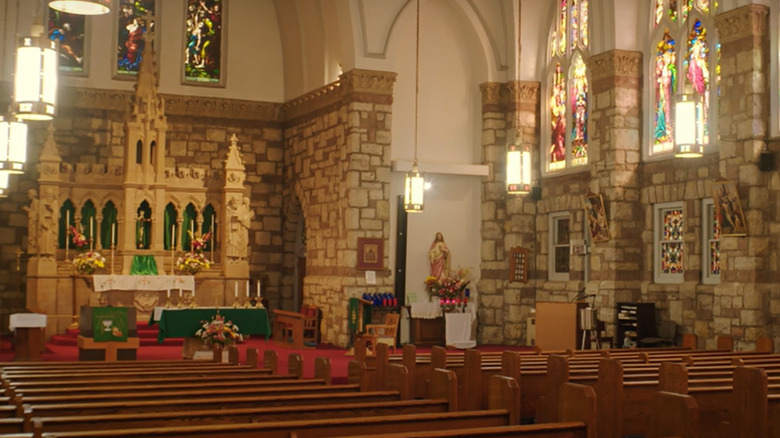 Interior of empty Catholic church