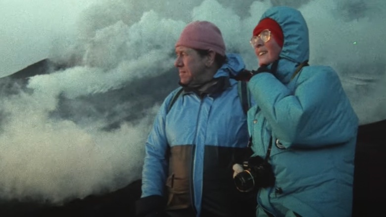 Katia and Maurice Krafft at a volcano