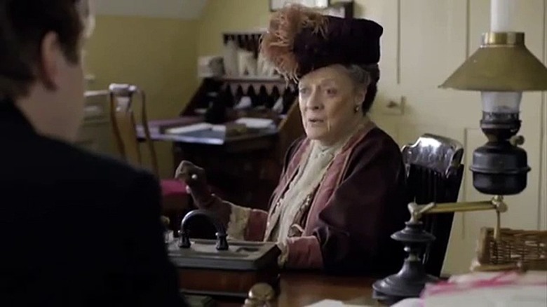 Dowager Countess fights a swivel chair