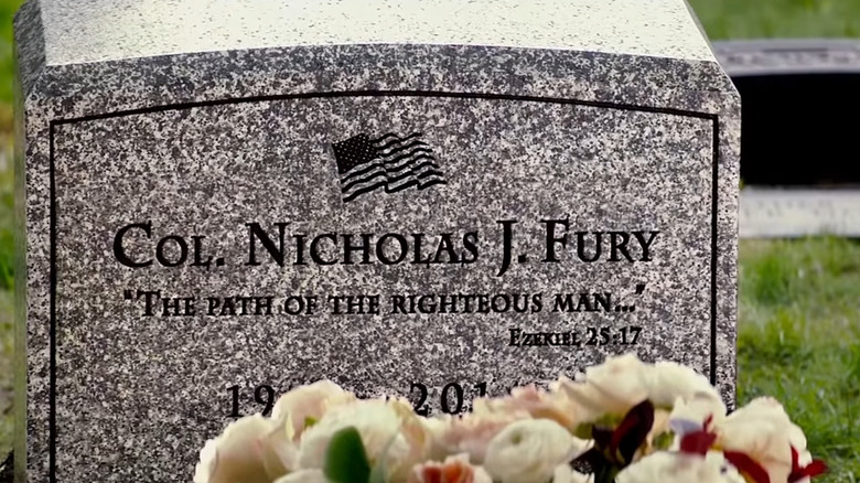 Nick Fury's fake headstone