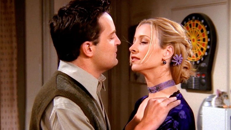 Chandler and Phoebe about to kiss