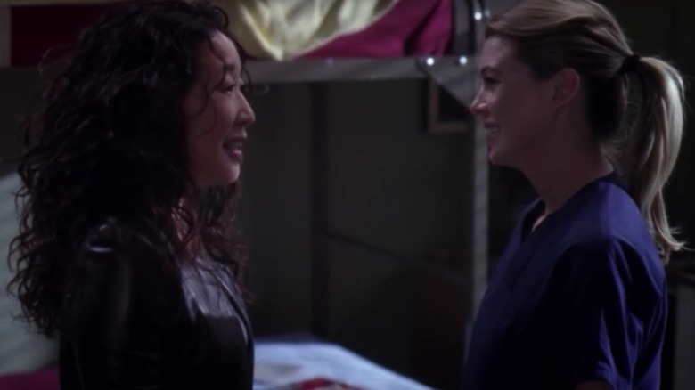 Cristina and Meredith look at each other