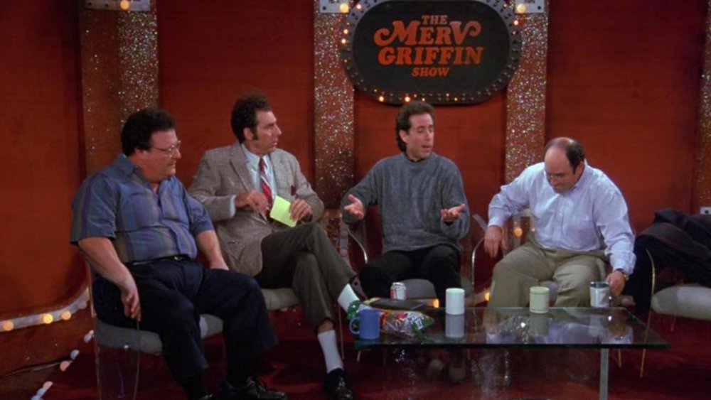 Jerry Seinfeld, Jason Alexander as George Costanza, and Michael Richards as Cosmo Kramer on The Merv Griffin Show in Seinfeld