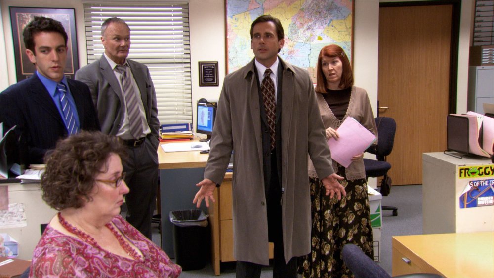 Michael addresses the office