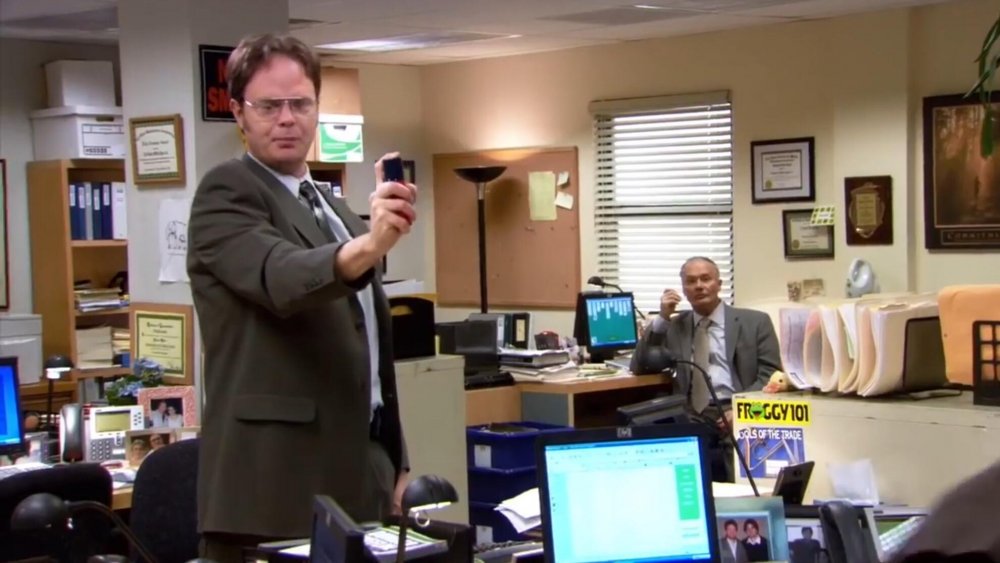 Dwight Schrute deploys pepper spray