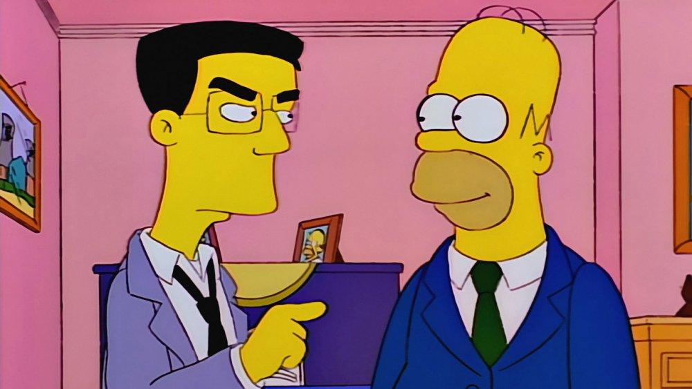 Frank Grimes and Homer Simpson in The Simpsons S08E23 "Homer's Enemy"