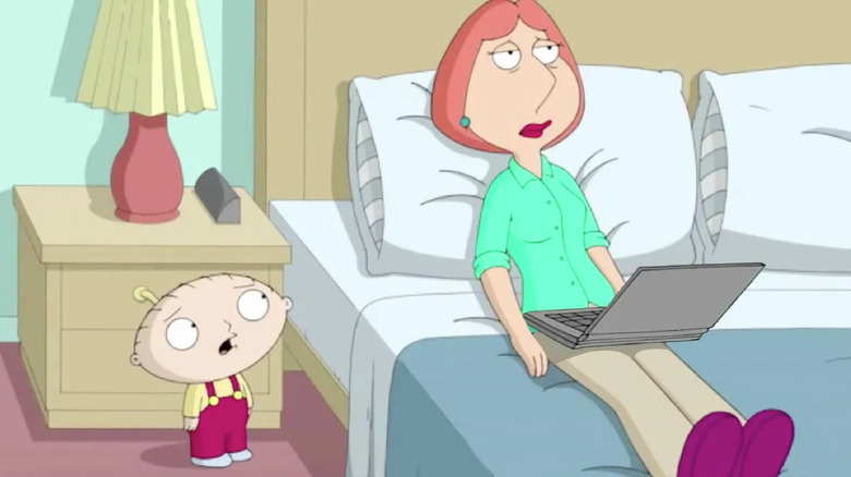 Stewie and Lois smiling