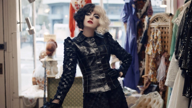 Cruella in clothing store