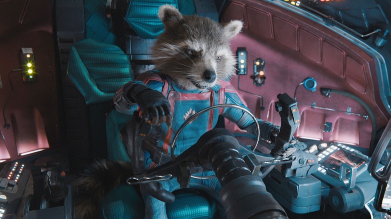 Rocket Raccoon flies the ship