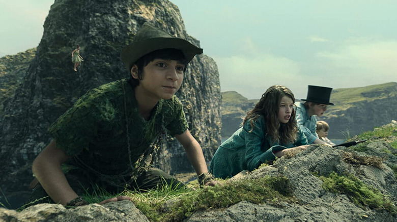 Peter Pan and Wendy on cliff