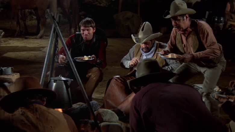 Blazing Saddles cowboys around campfire