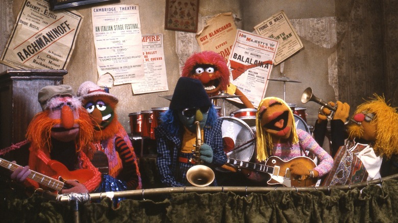 The Electric Mayhem play on stage on "The Muppets"