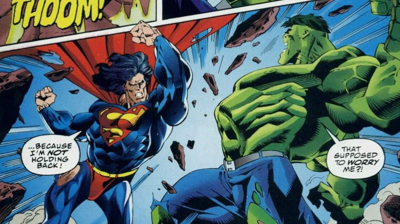 Hulk and Superman fighting