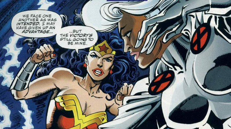 Storm and Wonder Woman battling one another