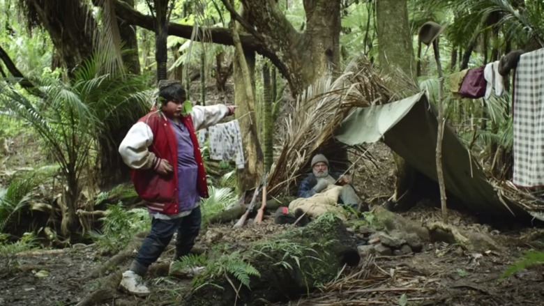 Julian Dennison and Sam Neill camping