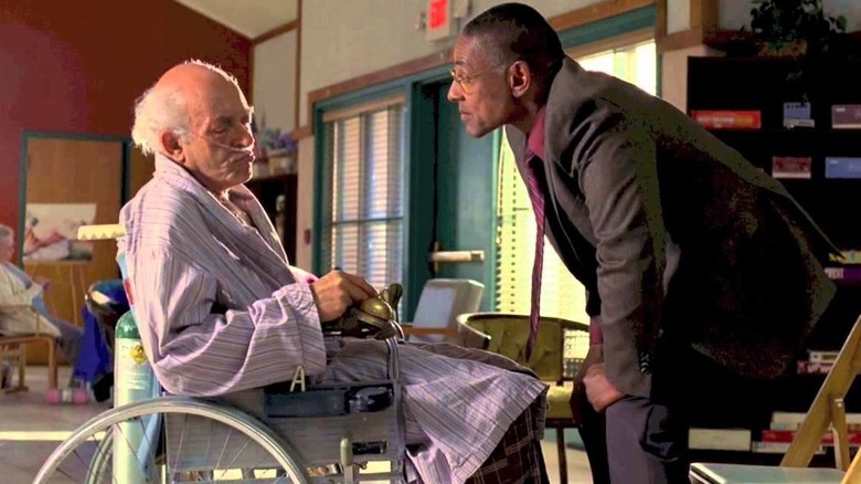 Hector Salamanca wheelchair Gus Fring bending over