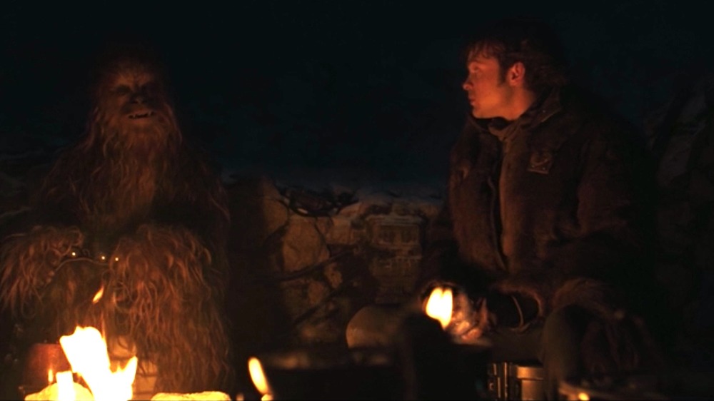 Han and Chewie around the campfire