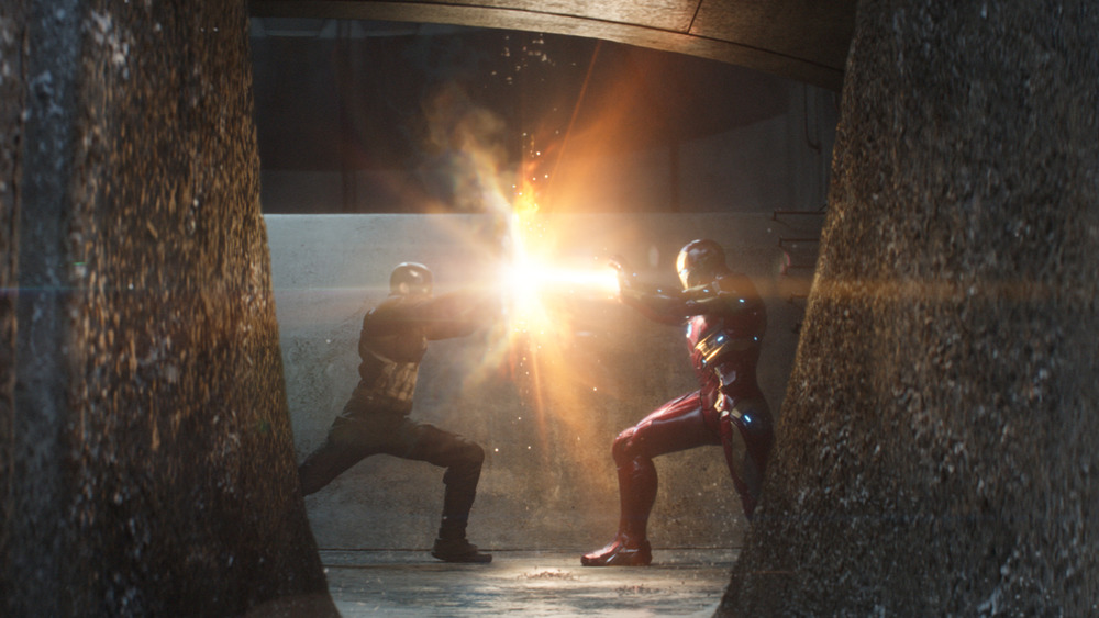 Robert Downey Jr. and Chris Evans in Captain America: Civil War