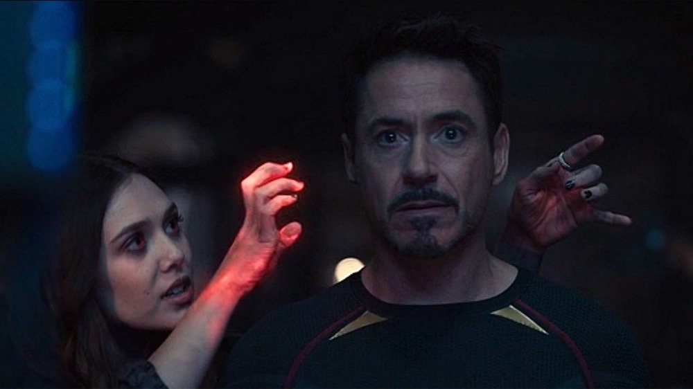 Elizabeth Olsen and Robert Downey Jr. in Avengers: Age of Ultron
